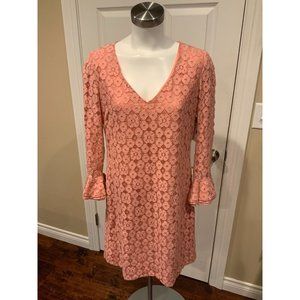 Moschino Cheap And Chic Pink Floral Lace V-Neck Dress, Size 10 (US) 44 (IT)